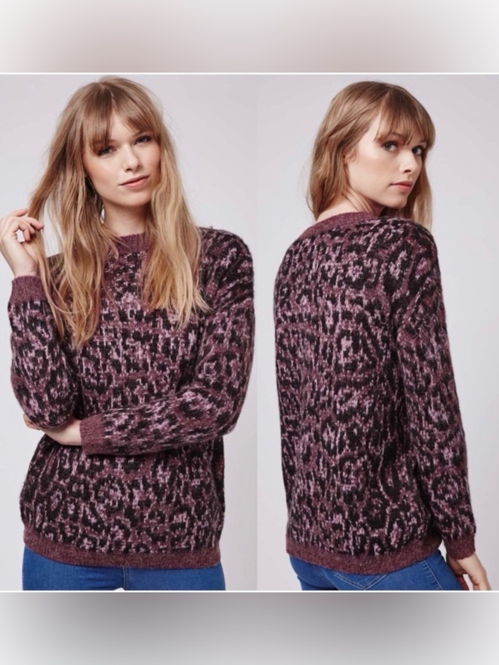 TOPSHOP Brushed Animal Jumper Sweater Size 8